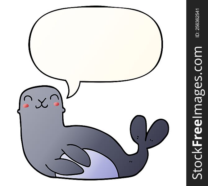 Cartoon Seal And Speech Bubble In Smooth Gradient Style