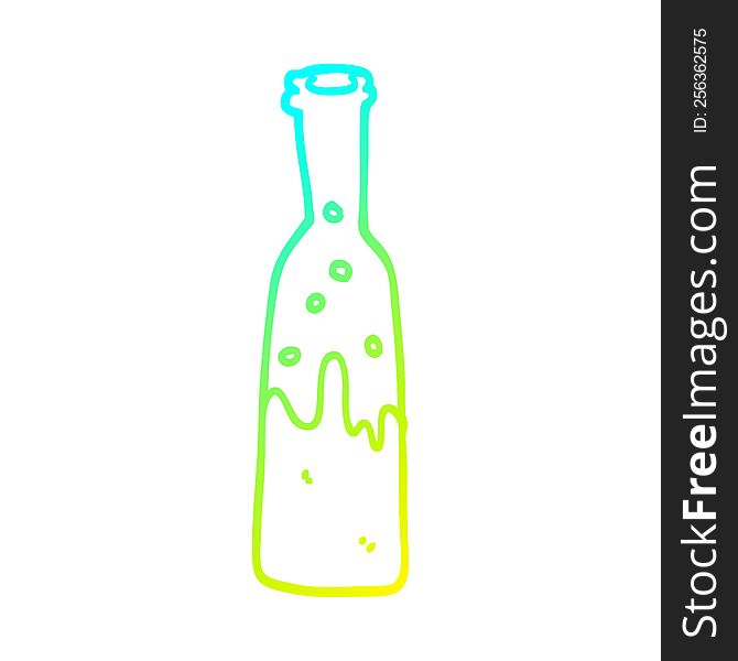 cold gradient line drawing of a cartoon bottle with sloshing wine