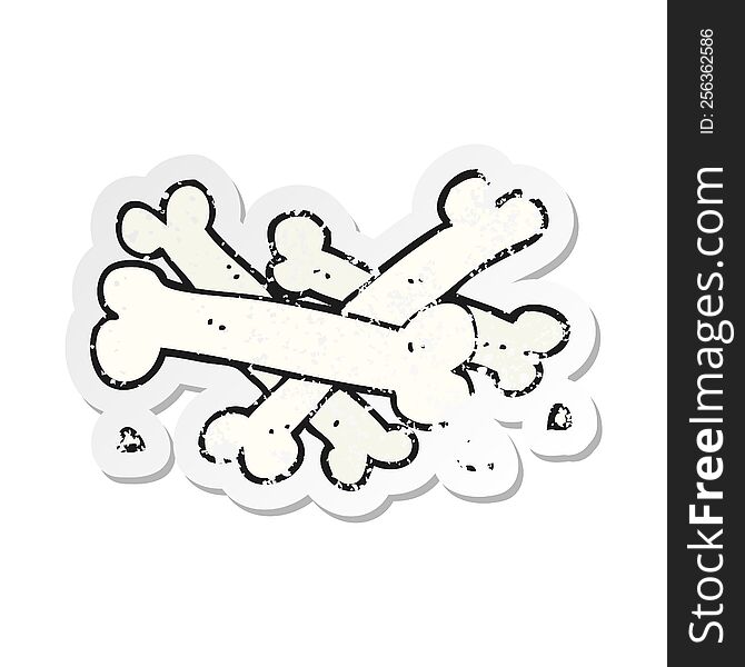 Retro Distressed Sticker Of A Cartoon Pile Of Bones