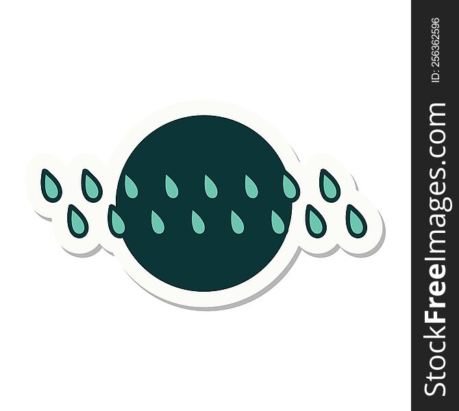 tattoo style sticker of rain drops