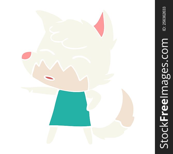 Flat Color Style Cartoon Fox In Dress Pointing