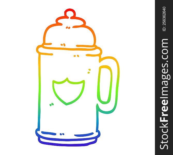 Rainbow Gradient Line Drawing Cartoon Golden Tankard