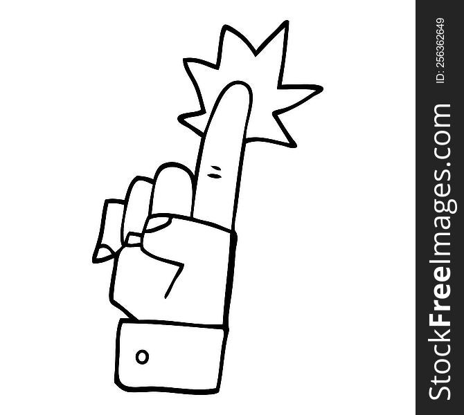 line drawing cartoon pointing hand