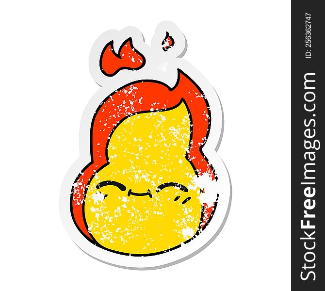 Distressed Sticker Cartoon Of Cute Kawaii Fire Flame