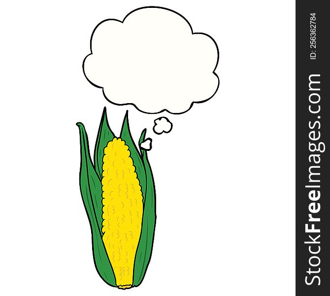 Cartoon Corn And Thought Bubble
