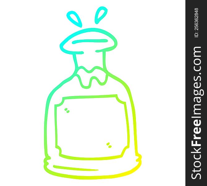 cold gradient line drawing of a cartoon whiskey decanter