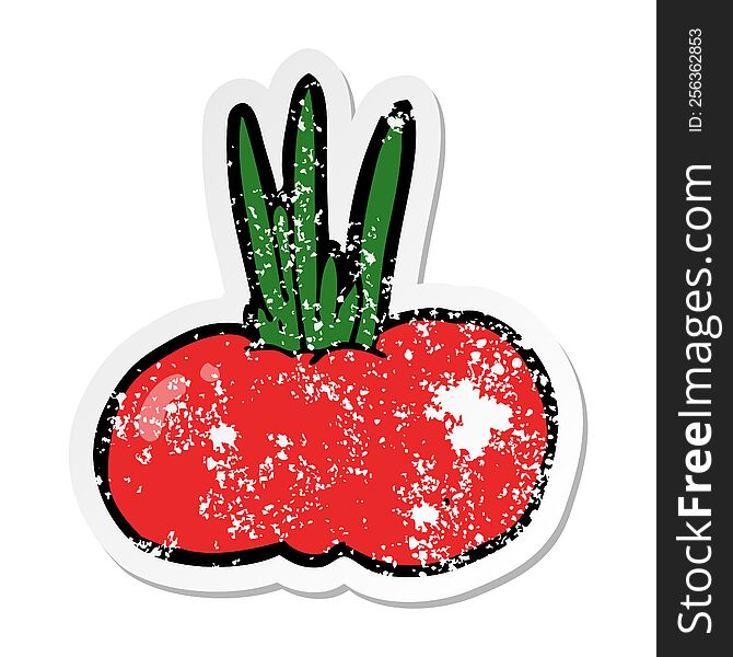 distressed sticker of a cartoon vegetable