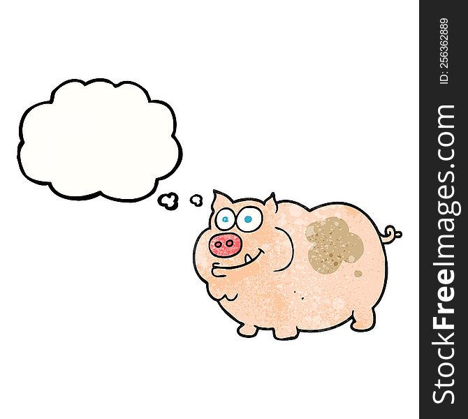 Thought Bubble Textured Cartoon Pig