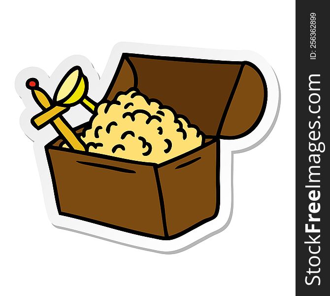 sticker cartoon doodle of a treasure chest