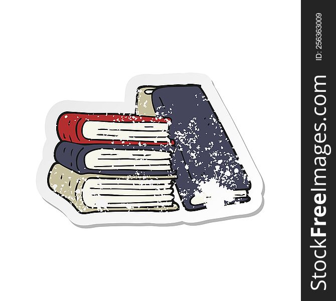 retro distressed sticker of a cartoon stack of books