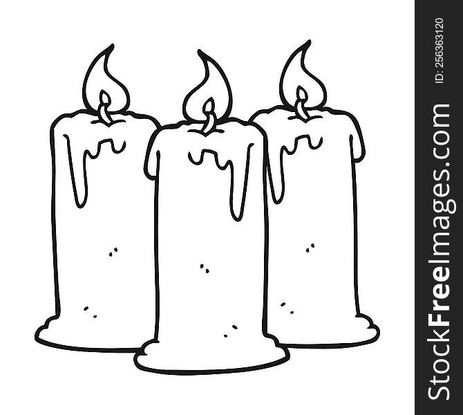 black and white cartoon burning candles