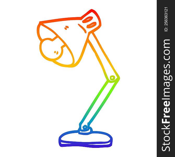 rainbow gradient line drawing cartoon angled desk lamp