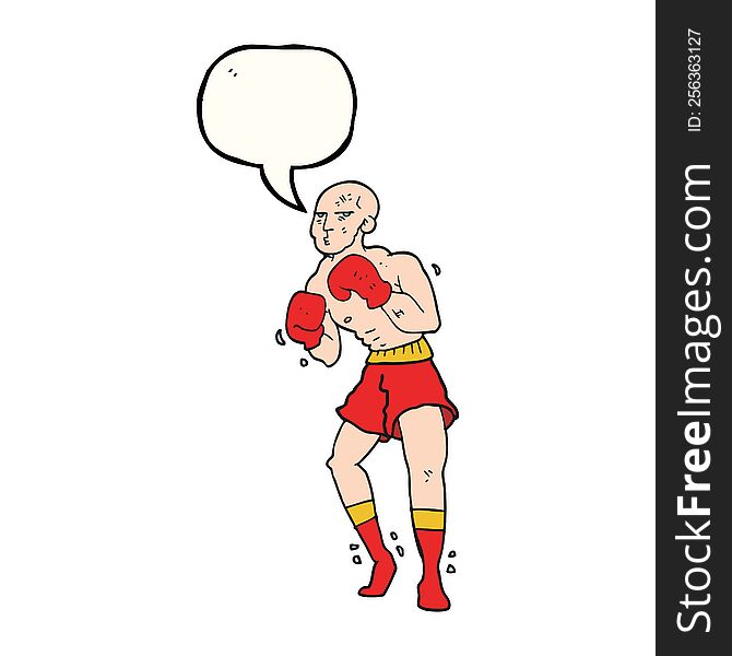 freehand drawn speech bubble cartoon boxer