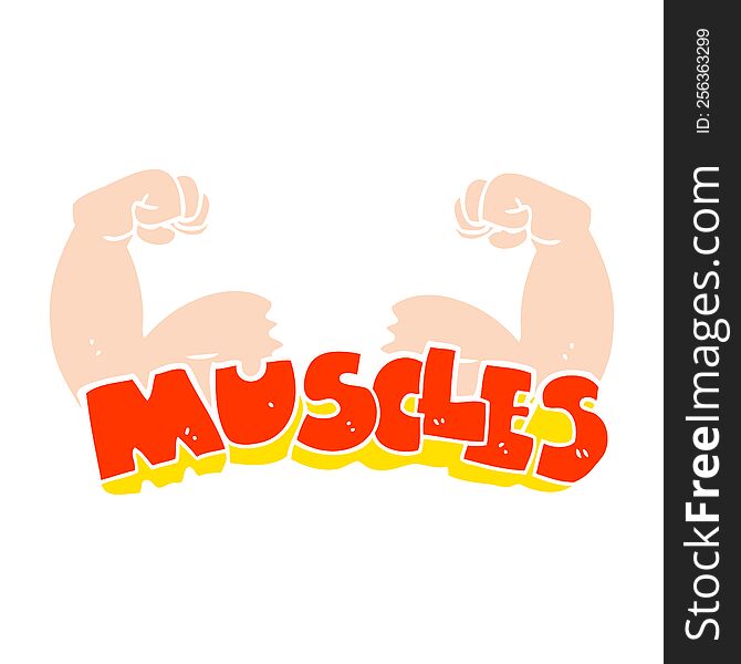 Flat Color Illustration Of A Cartoon Muscles Symbol