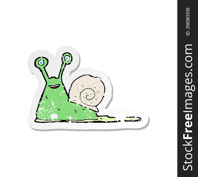 Retro Distressed Sticker Of A Cartoon Snail