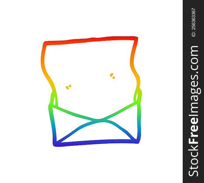 Rainbow Gradient Line Drawing Cartoon Letter And Envelope