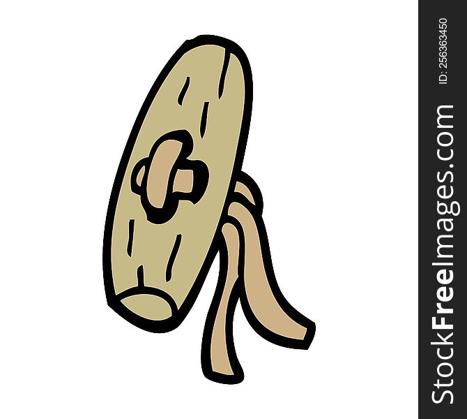 cartoon doodle old wooden button