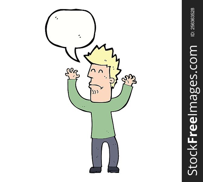 Cartoon Stresssed Man With Speech Bubble