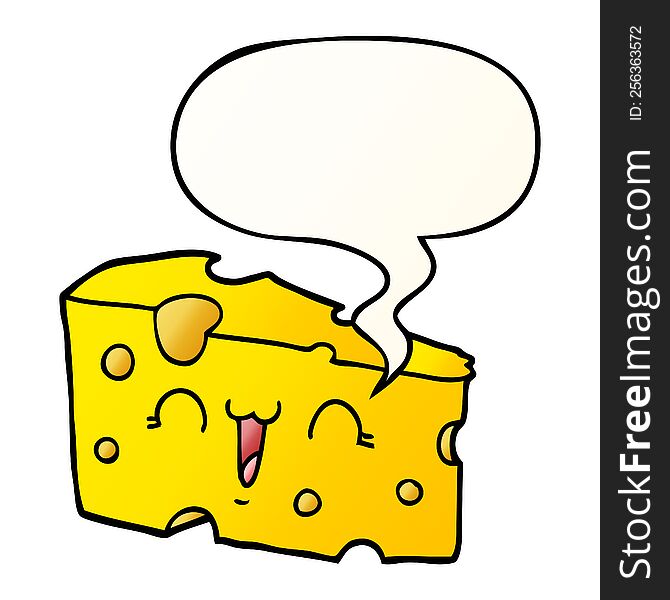Cartoon Cheese And Speech Bubble In Smooth Gradient Style