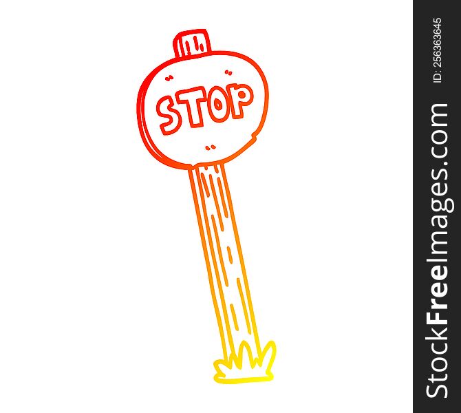 warm gradient line drawing of a cartoon road sign