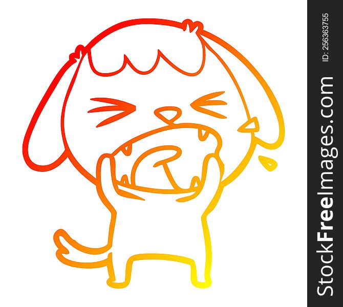 Warm Gradient Line Drawing Cute Cartoon Dog Barking