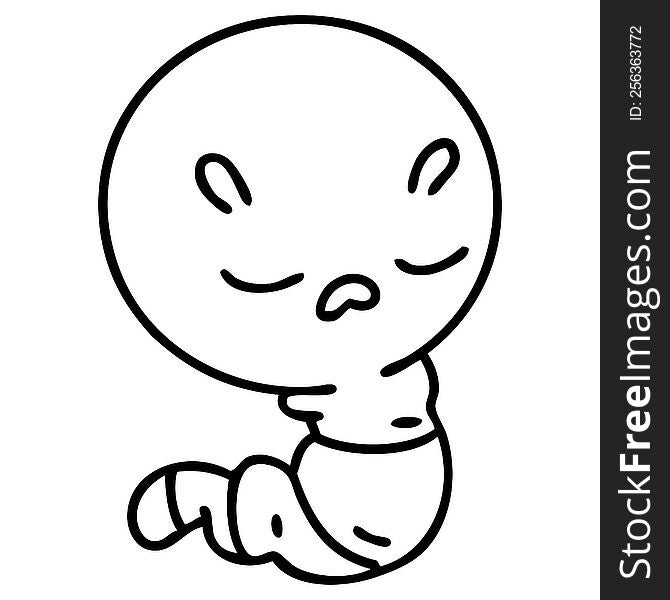line doodle of a cute worm. line doodle of a cute worm