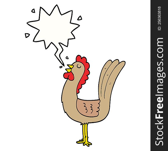 cartoon rooster and speech bubble