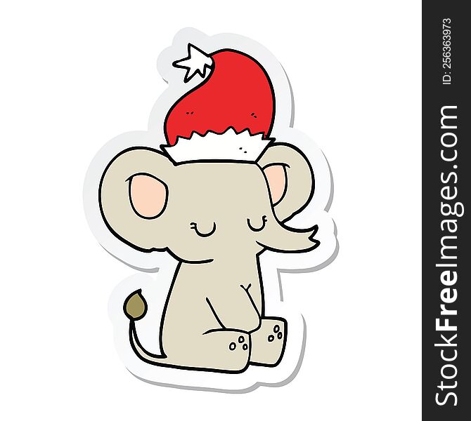 Sticker Of A Cute Christmas Elephant