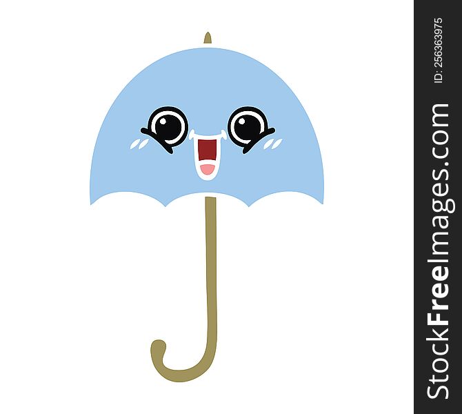flat color retro cartoon of a umbrella