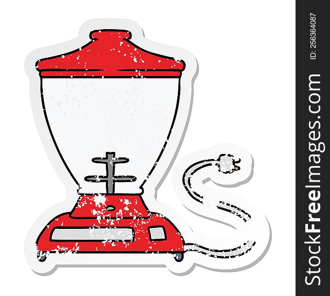 hand drawn distressed sticker cartoon doodle of a food blender