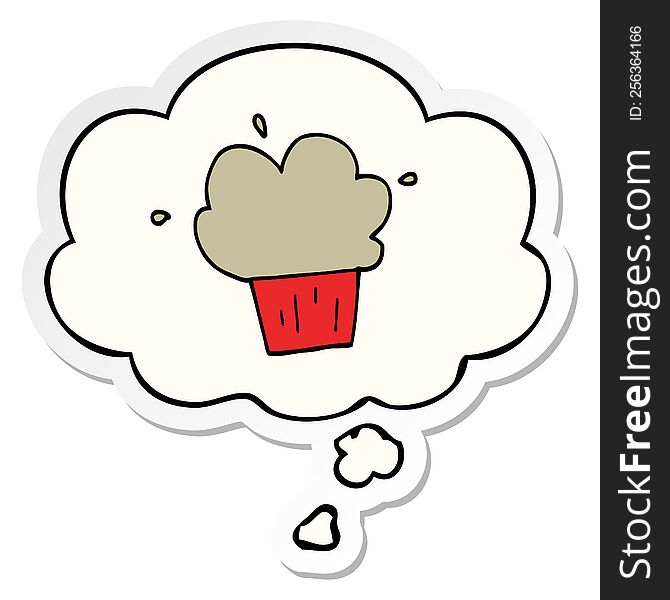 cartoon muffin with thought bubble as a printed sticker