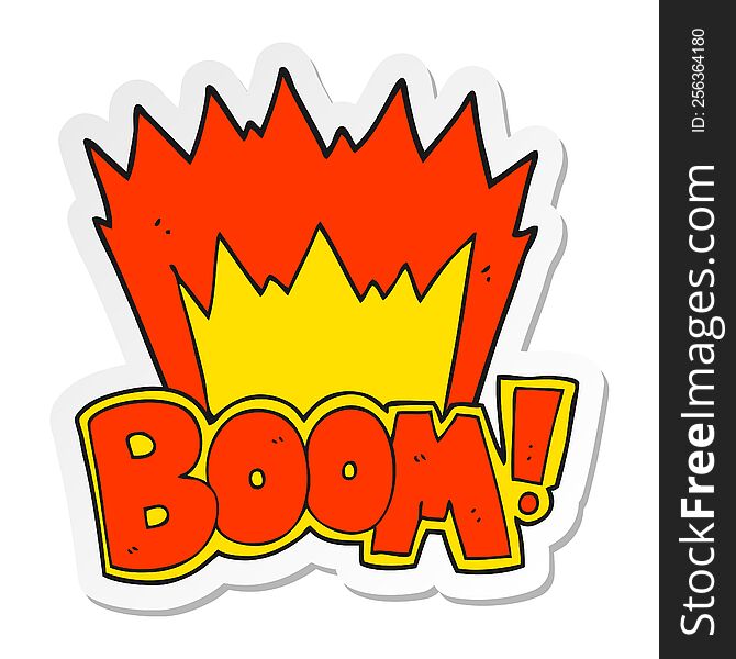 sticker of a cartoon boom symbol