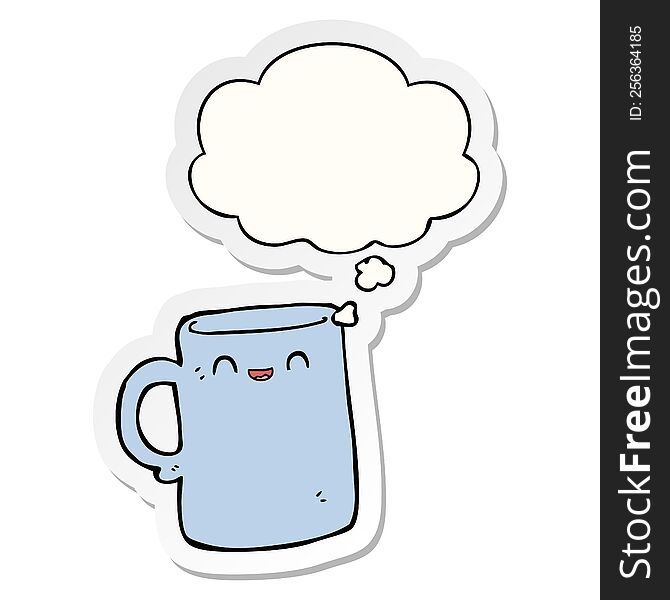 Cartoon Mug And Thought Bubble As A Printed Sticker