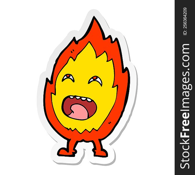 Sticker Of A Cartoon Flame Character