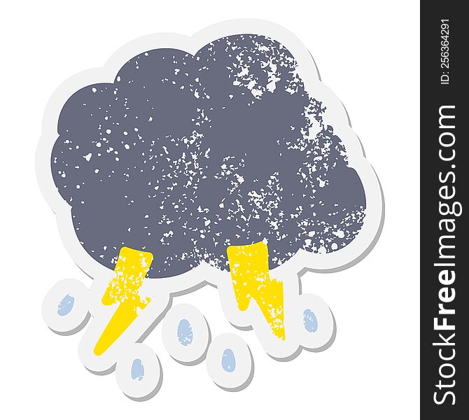 Happy Storm Cloud Grunge Sticker