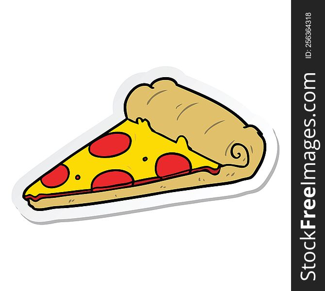 sticker of a cartoon pizza slice