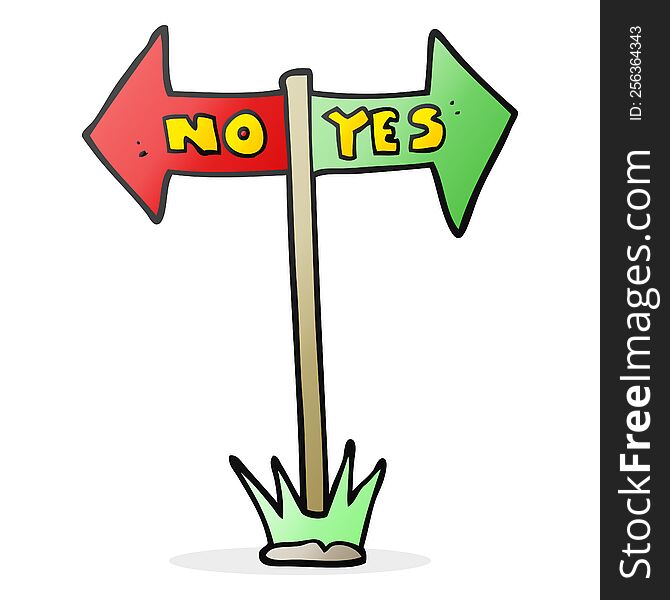 freehand drawn cartoon yes and no sign