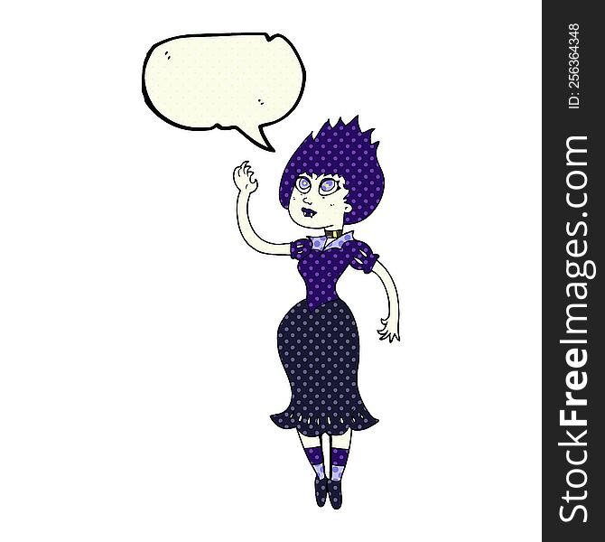 freehand drawn comic book speech bubble cartoon vampire girl
