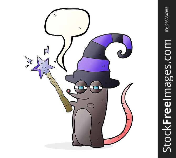 Speech Bubble Cartoon Magic Witch Mouse
