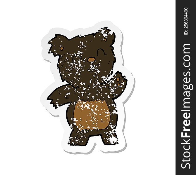 retro distressed sticker of a cartoon black bear