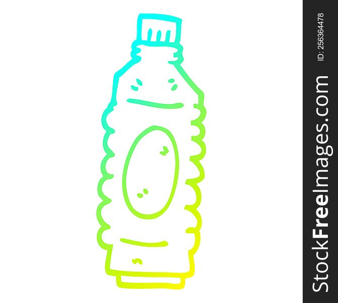 cold gradient line drawing of a cartoon water bottle