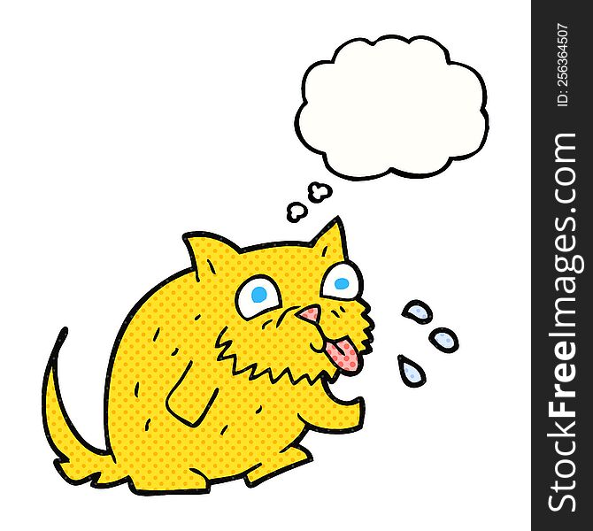 Thought Bubble Cartoon Cat Blowing Raspberry