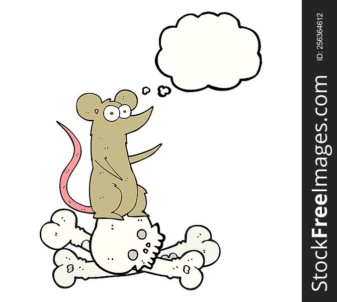 Thought Bubble Cartoon Rat On Bones