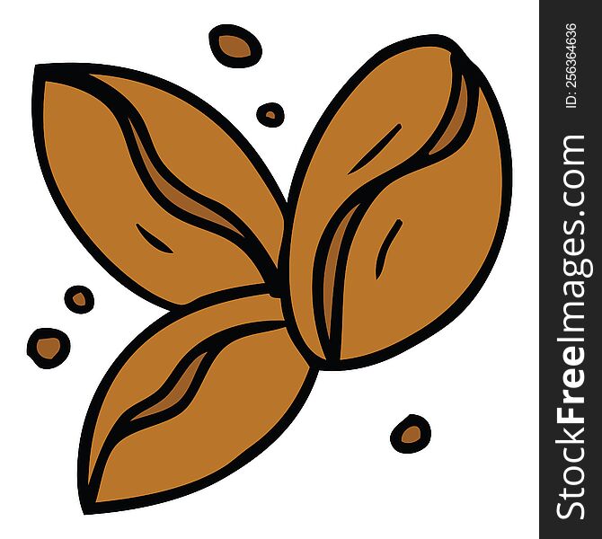 hand drawn cartoon doodle of three coffee beans