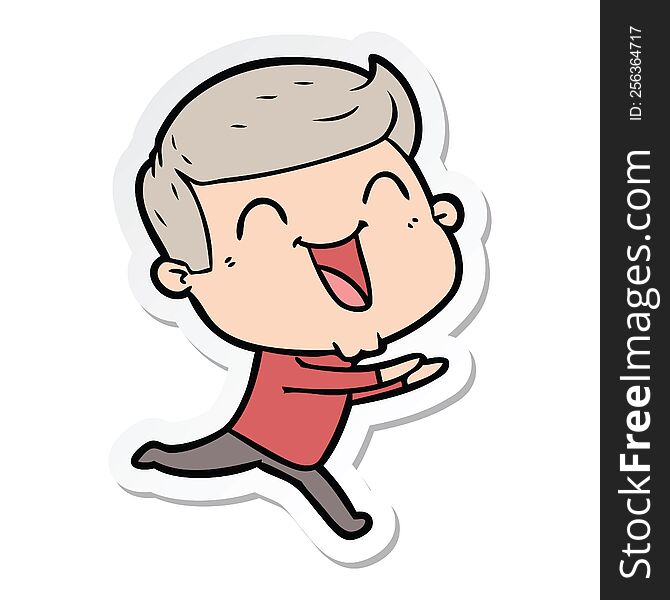 sticker of a cartoon man laughing