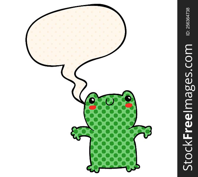 Cartoon Frog And Speech Bubble In Comic Book Style