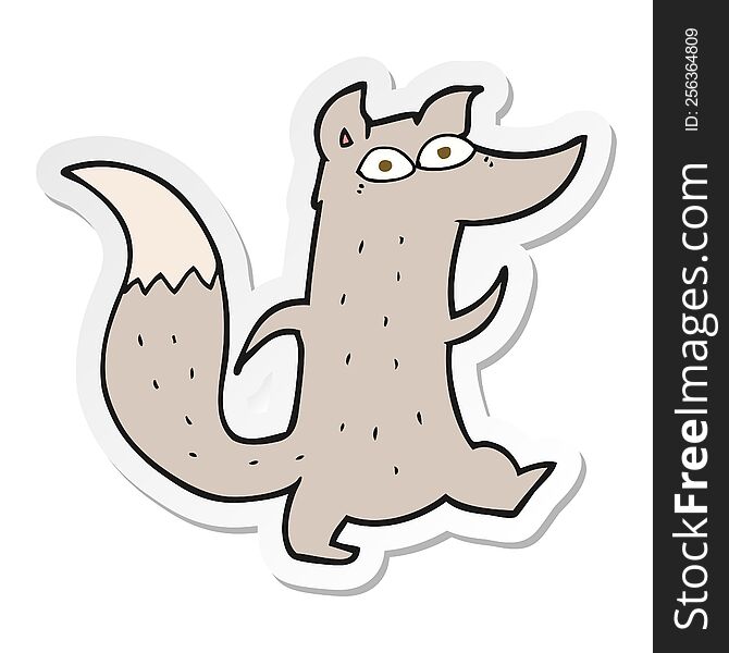 sticker of a cartoon cute wolf