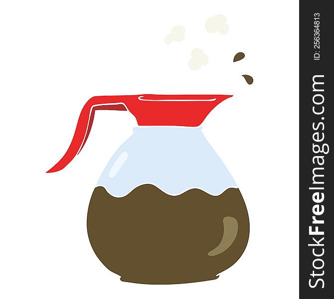 Flat Color Illustration Of A Cartoon Coffee Jug