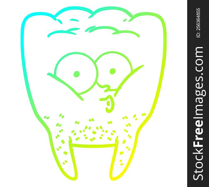 Cold Gradient Line Drawing Cartoon Whistling Tooth