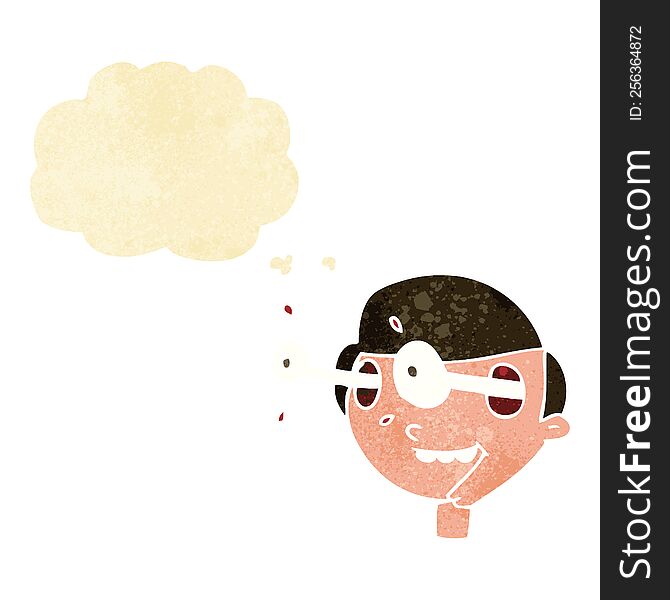 Cartoon Excited Boy S Face With Thought Bubble